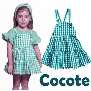 COCOTE By Jose Varon | Turquoise | GINGHAM PINAFORE DRESS